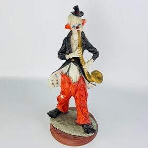 Vintage Hobo Clown 12" Figurine Playing Saxophone